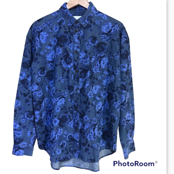 Lucky Brand Tops - Lucky brand floral chambray button up shirt